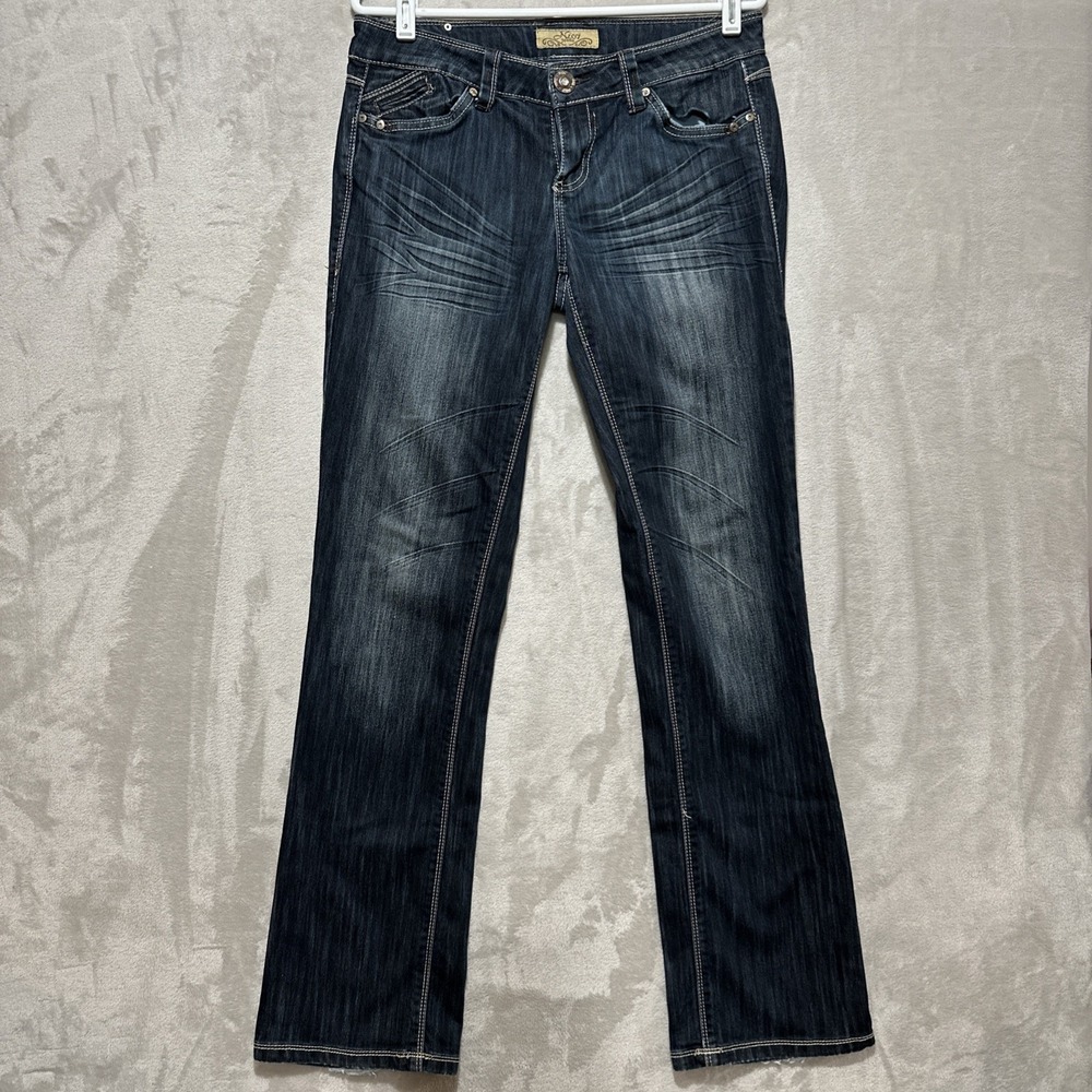 Nissi Premium Denim Jeans Women's 11 Blue Dark Wash‎ Straight Leg Low Rise Flare